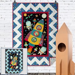 BLAST OFF Solar System Planets Children’s SPACE ORBIT quilt fabric BTHY MARS