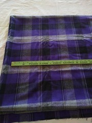 100% wool fabric 2+ yards purple black grey PLAID wide material estate very soft