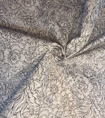 Black/White Allover Peonies 100% Cotton Fabric