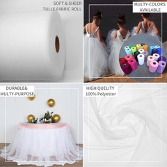 White Tulle Fabric 54 Inch X 40 Yards Tulle Roll | Sheer Tulle Fabric Bolt for W