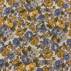 OOP Feedsack VC 1930 Floral Fabric By Windham Blue Golden Yellow Green White BTY