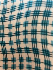 Fabric Lot 2 Yards 26 Inches 42 W Wavy Checks Stripes Turquoise Aqua White