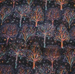 Liberty of London SILK GEORGETTE – “The Artists Tree” Orange Trees on Navy Blue