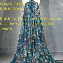 10X10cm Sample/100X160cm Mesh Fabric Peacock Print DIY Sewing Craft Cloth Tulle