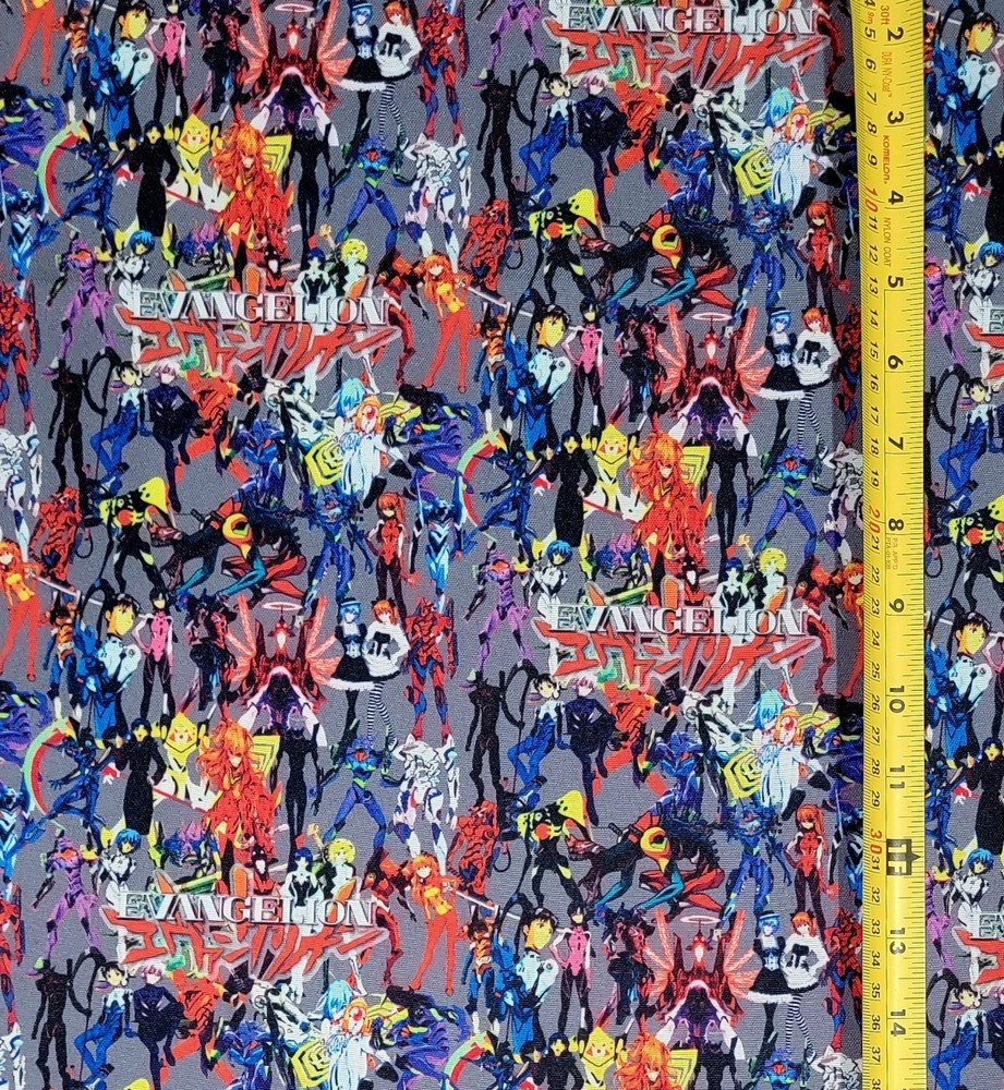 EVANGELION EVOLUTION GREY ANIME 1 YARD FABRIC ( 36″ X 58″ ) BRAND NEW