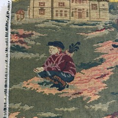 Vintage Golf Scene Tapestry Fabric 1 Yard Heavy Upholstery Material Green 54×36