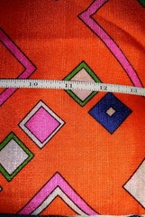Mid-Century MOD Polyester Fabric Geometric Squares Orange Blue Green Pink White