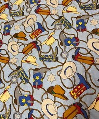 U S Marshall Cowboy Boots Fabric one 17 x 20 inch piece 100% Cotton Free Ship