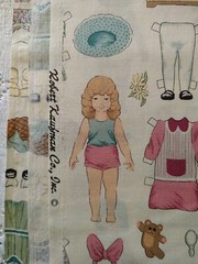 Paper Dolls Girls Cats Robert Kaufman Fabric Cotton BTFQ 18×22″
