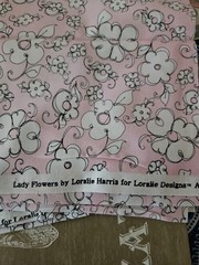 Loralie Harris Design HTF 2 Pieces Lady Flowers & Bubble Dots Half Yard X 44″