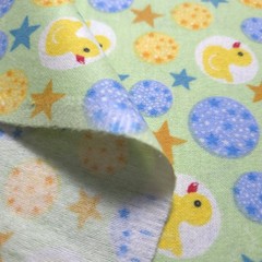 Yellow Rubber Ducks and Stars Green Flannel Fabric 45″ By The Yard