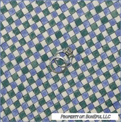 BonEful FABRIC FQ Cotton Quilt VTG Cream Purple Green Small Gingham Check Stripe