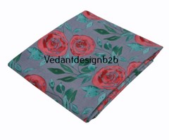 Indian Cotton Sewing Craft Floral Print Handcrafted 5 Yard Ethnic Fabric