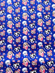 NEW – Dogs Patriotic BLUE Patriotic 100% Cotton Americana BTY Fabric Traditions