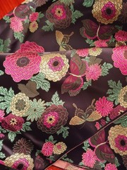 Black Floral Peony Brocade Colorful Metallic Remnant 1 yard 36″x47″