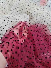 Polka Dot TULLE, Fabric By The Yard Burgundy Tulle Velvet Black Polka-dot