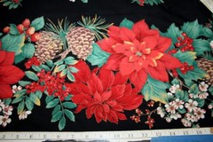 60 INCH WIDE DOUBLE CHRISTMAS FLORAL BORDER BY JOAN KESSLER – 100% COTTON FABRIC