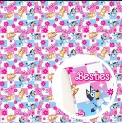 Cartoon Polyester Cotton blend fabric Bluey Sister Besties 20″x55″ 1238032