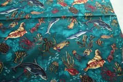 5Y+ x 44″ Vintage Wild Life Scenics Hoffman Fabric Ocean Beach Tropical Fish