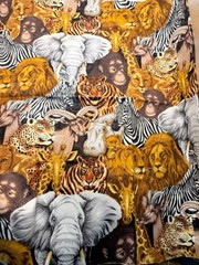 Serengeti Safari Jungle Animal Print Zebra Elephant Northcott Cotton Fabric 19”