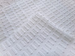 minimalist white vtg chenille bedspread fabric buttonhole design, 18″ x 24″ pc