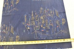 By 1/2 Yd, Vintage, New York City Lights on Navy Quilt Cotton, B06