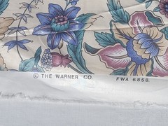 6 yds VTG The Warner Co Drapery Fabric Striped Flowers Blue Green Violet 60″W