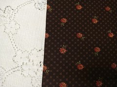 REMNANT VIP Cranston Dark Brown Peach Floral Cotton Fabric 6″ x 13″ +