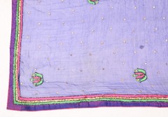 Sushila Vintage Blue Scrap Dupatta Pure Chiffon Stone Glass Beads Work LongStole