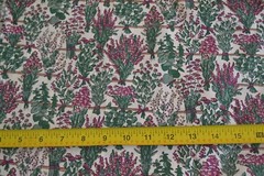 11″ Long, Lavender & Green Flower & Plant Bouquets on Cream Quilt Cotton, N204
