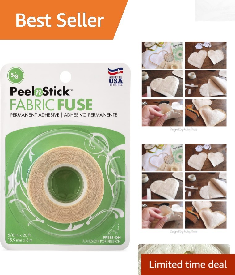 Durable PeelnStick Fabric Fuse Tape – Washable, 5/8″ x 20 ft for Quick Fixes