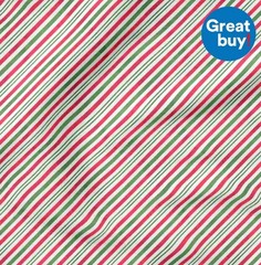 Red & Green Holiday Diagnol Stripe Christmas Fabric by Fabric Traditions