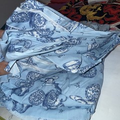 11 Piece Fabric Lot Mixed Sizes And Prints Dragon Design Flowers Fine China Wow!
