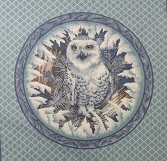 Vintage ~ Mid Winter Dream~”Owl”~ Cotton Fabric Panel ~ 16.5″x16.25″