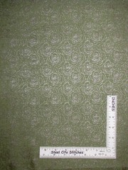 Festival of Roses Rose Flowers Green Silver Cotton Fabric Benartex By The Yard