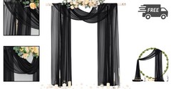 Black Sheer Gothic Wedding Draping Fabric Outdoor Curtain Arch Decor 29x20Ft