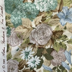 Vtg 1981 Arthur Sanderson Flower Show Home Decor Fabric Cotton 7 3/4 Yds x 50″W
