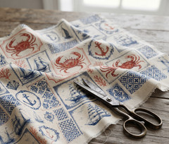 Nautical or coastal Printed Cotton Fabric By The Yard