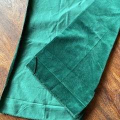 Vintage Christmas Green cotton velvet velveteen fabric used 40″ L x 16-21″ W