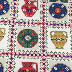 Vintage Pflegeleicht Fabric Dutch/Holland Pitcher and Plate Pattern 2+ Yards