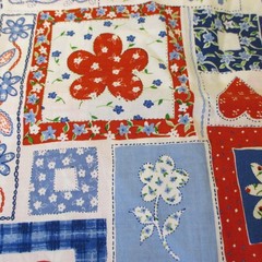 CONCORD Cotton FABRIC Americana Floral Blocks Cheater Quilt BTYx44
