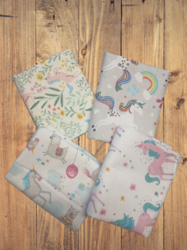 4 Fat Quarters – Assorted Unicorn Flannel Fat Quarter Bundle