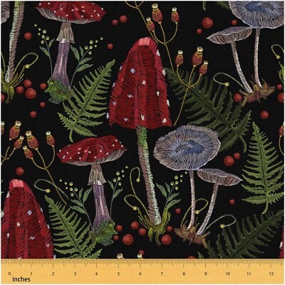 Rustic Mushroom Meadow Microfiber Fabric 36×59 inches