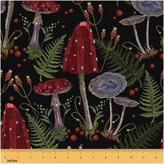 Rustic Mushroom Meadow Microfiber Fabric 36×59 inches