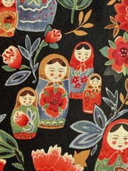 MATRYOSHKA DOLLS fabric Alexander Henry Vintage OOP Black Red Nesting 39×43 RARE