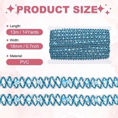 0.7 Inch x 14 Yards Sequin Ribbon Trim, Wave Woven Braid Trimming Flat Sequin…