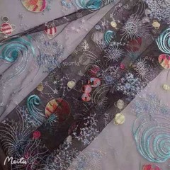 Exquisite Stars universe embroidery lace fabric Star floral Tulle fabric