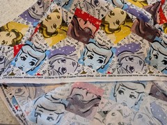 Disney Princess Watercolor Patch fabric 1 7/8 yd X 41″ wide Used