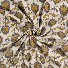 Hand Block Kantha Floral Print Fabric Indian 100% Cotton Modern Mud Cloth Yard
