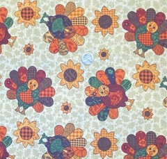 Vintage Turkey Toss Sunflower Print Fabric by Springs Creative, by Half Yard